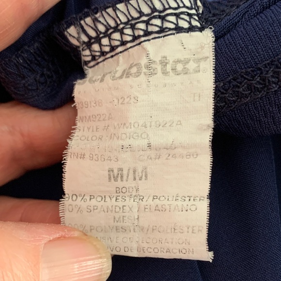 Scrub Tops (3) Women’s Medium Navy Blue Pink WonderWink Prints Maeve ScrubStar - Picture 10 of 16